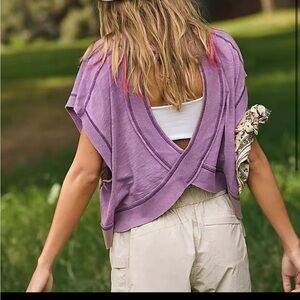 Purple Open Back Workout Top